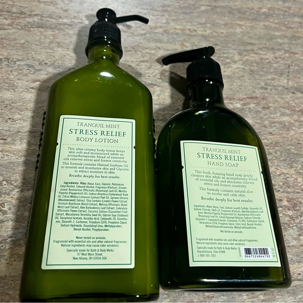 DISCONTINUED Bath & Body Works Tranquil mint hand soap and body lotion. HTF - Picture 3 of 11